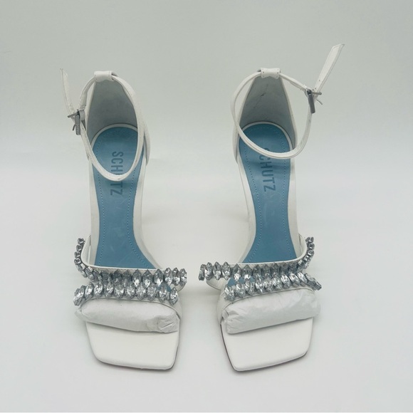 SCHUTZ Women’s Linsey Nubuck Sandal in White - Picture 4 of 10